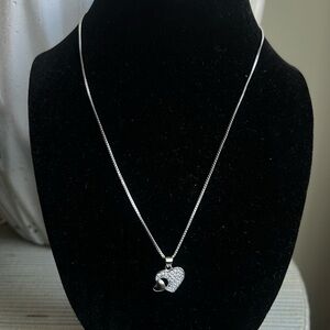 🩷-Silver sparkly Heart with solid silver heart Pendant Necklace